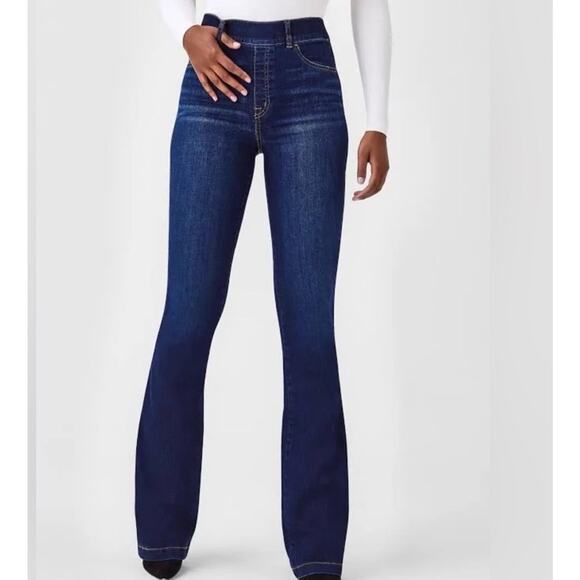 SPANX Denim - Spanx Flare Jeans Midnight Shade Womens Size XL Pull On Pants Stretch NWT